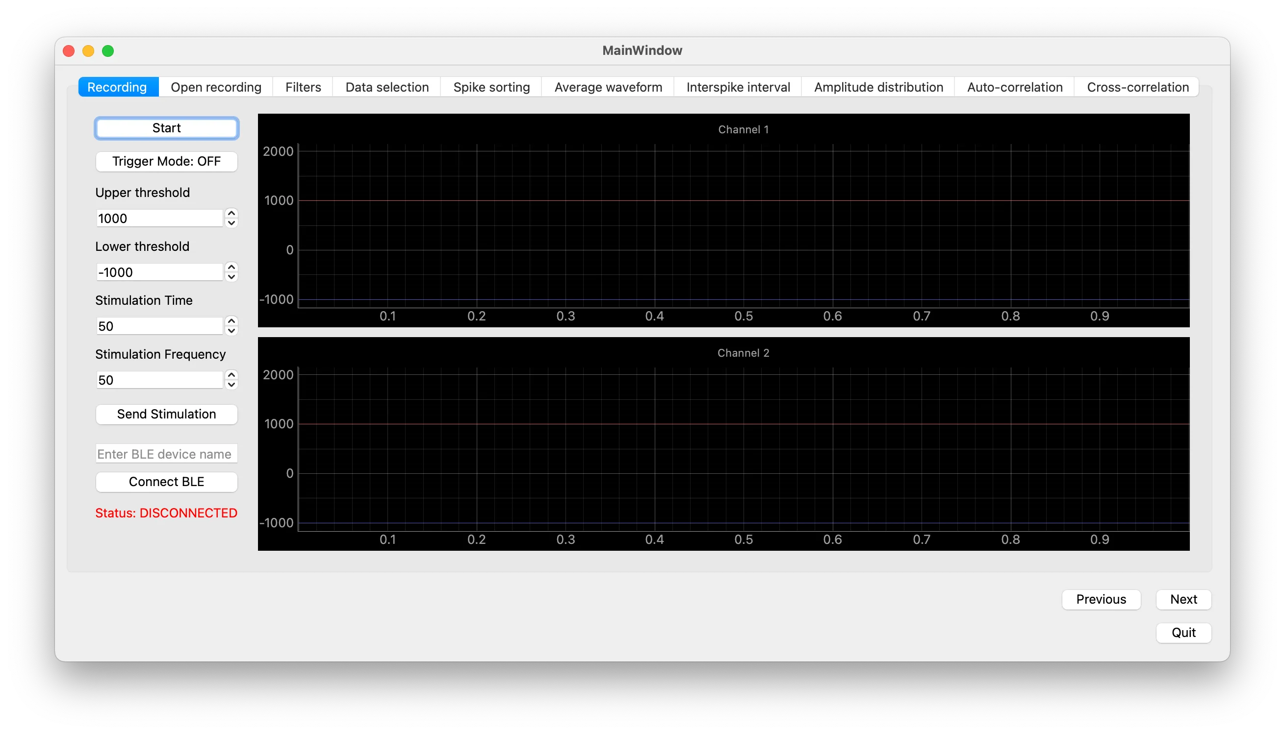 Start Screen of the GUI